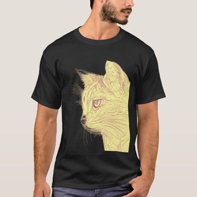 Camiseta negra de gato salvaje (Anverso)