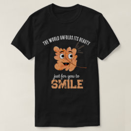 Camiseta negra de hoja sonriente "El mundo desplie