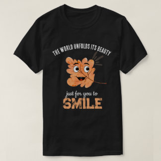 Camiseta negra de hoja sonriente "El mundo desplie