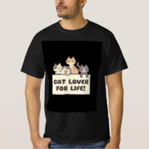 camiseta negra de hombre con lindo dibujo de gato