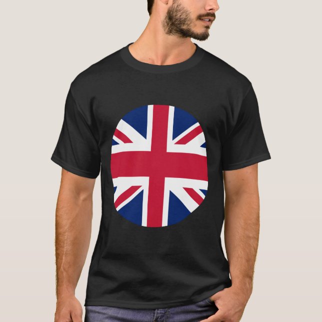 Camiseta negra de hombre con Union Jack circular (Anverso)