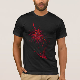 Camiseta negra de hombre Fantasía Flor Mágica Roja