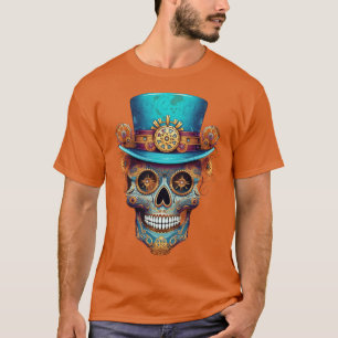 Camiseta negra de hombre Steampunk Skull Day of th