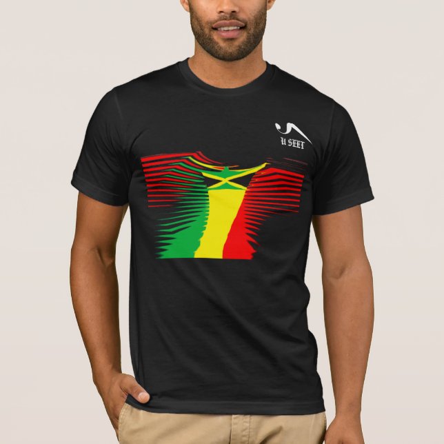 Camiseta negra de Jamaica Ras Bingi (Anverso)