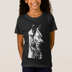 Camiseta negra de jersey para niñas de Maine Coon