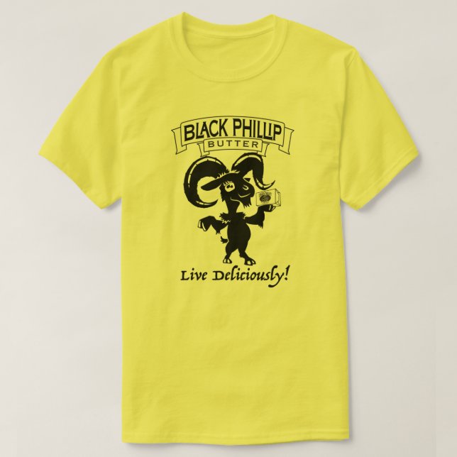 Camiseta negra de la cabra de la mantequilla de (Diseño del anverso)