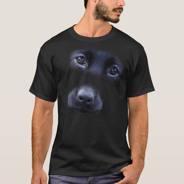 Camiseta negra de la cara del perrito del (Anverso)