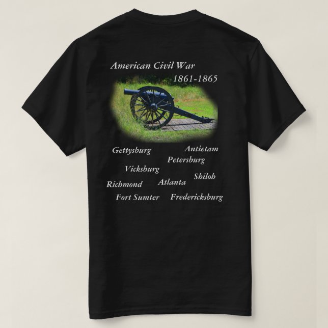 Camiseta negra de la guerra civil estadounidense (Reverso del diseño)
