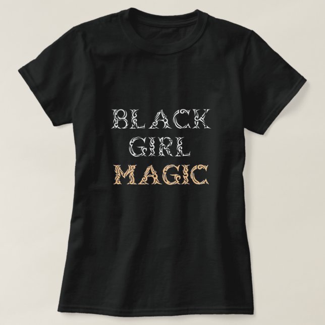 Camiseta negra de la magia del chica (Diseño del anverso)