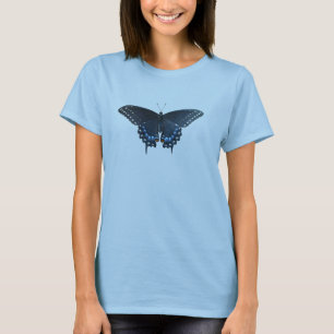 Camiseta negra de la mariposa de Swallowtail
