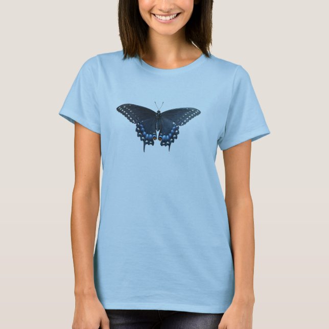 Camiseta negra de la mariposa de Swallowtail (Anverso)