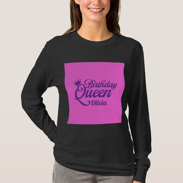 Camiseta negra de la Reina de Cumpleaños (Anverso)