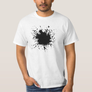 Camiseta negra de la salpicadura de la pintura