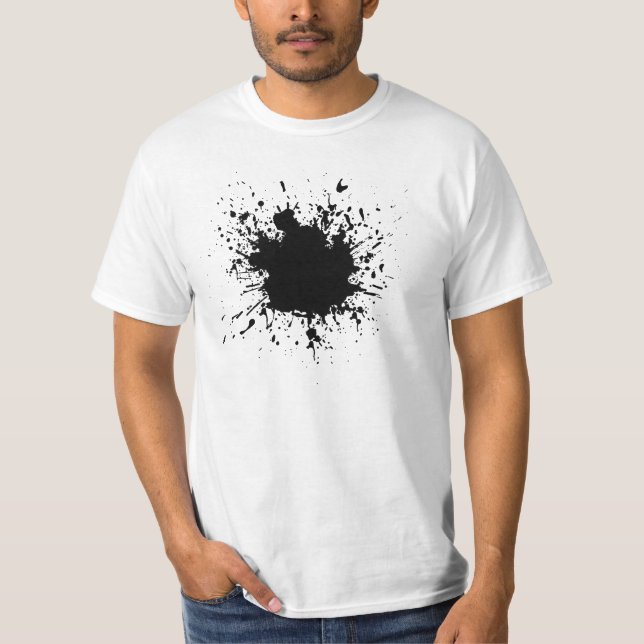 Camiseta negra de la salpicadura de la pintura (Anverso)