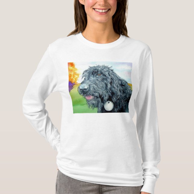 Camiseta negra de Labradoodle Rafael (Anverso)