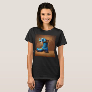 Camiseta negra de las mujeres de Steampunk Elephan