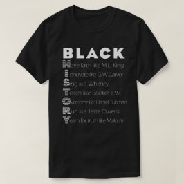 Camiseta negra de las siglas de la historia