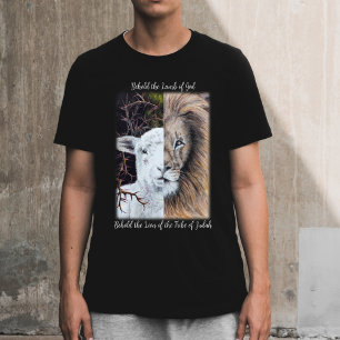 Camiseta negra de león y cordero