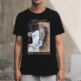 Camiseta negra de león y cordero