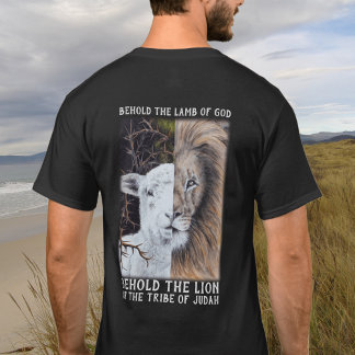 Camiseta negra de león y personalizable de cordero