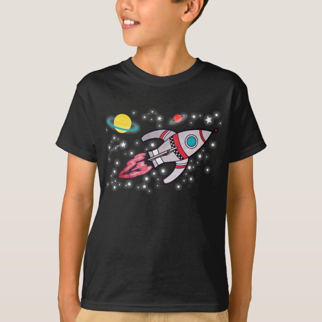 Camiseta negra de los chicos del Rocket Space (Anverso)