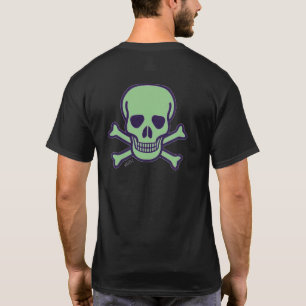 Camiseta negra de los hombres del cráneo verde