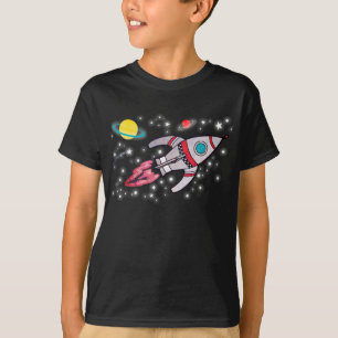 Camiseta negra de los muchachos del espacio de