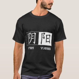 Camiseta negra de los símbolos chinos de Yin Yang