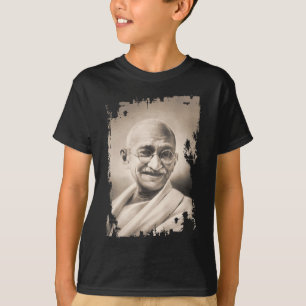 Camiseta negra de Mahatma Gandhi