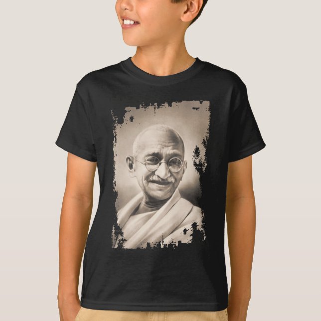 Camiseta negra de Mahatma Gandhi (Anverso)