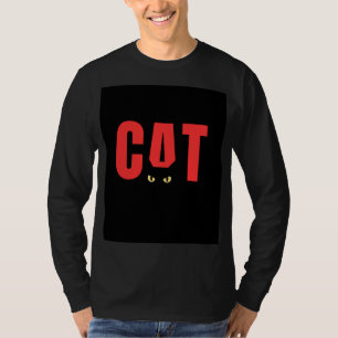 Camiseta negra de manga larga con diseño de gato