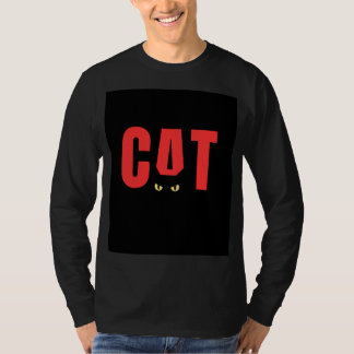 Camiseta negra de manga larga con diseño de gato