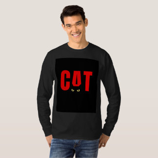 Camiseta negra de manga larga con diseño de gato