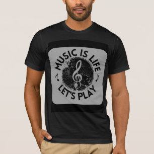 camiseta negra de manga larga con diseño musical