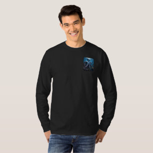 Camiseta negra de manga larga con pulpo cibernétic