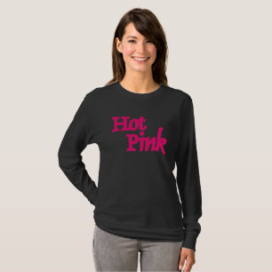 Camiseta negra de manga larga para mujer rosa inte