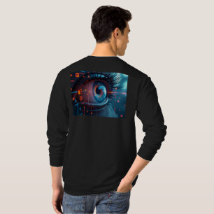 Camiseta negra de manga larga Quantum Eye hombres 