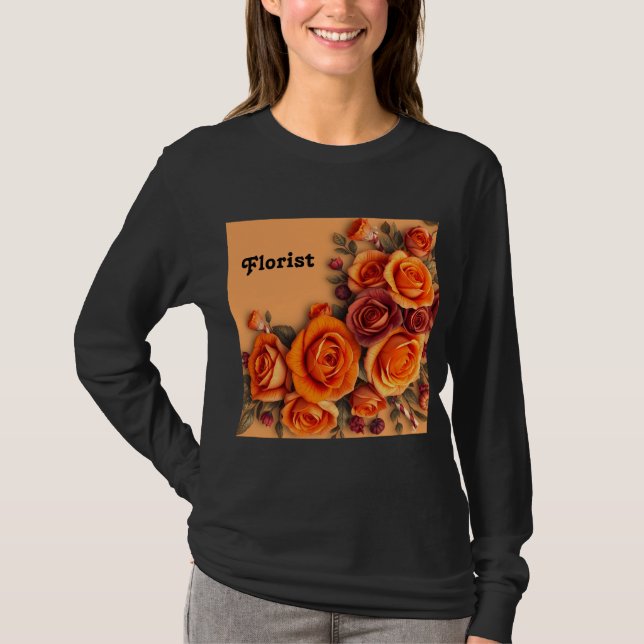 Camiseta negra de manga larga y florista para muje (Anverso)