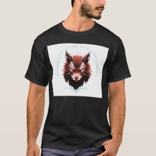 Camiseta negra de media manga con diseño de lobo