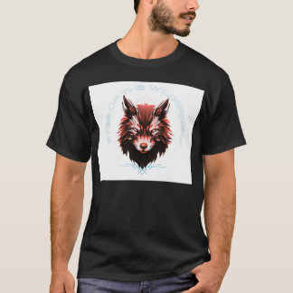 Camiseta negra de media manga con diseño de lobo
