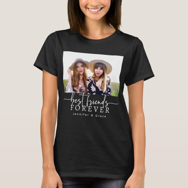 Camiseta negra de mejores amigos para siempre (Anverso)