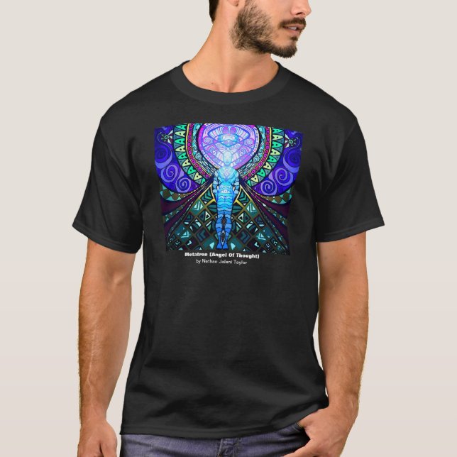 Camiseta negra de Metatron (ángel del pensamiento) (Anverso)