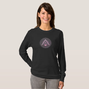 Camiseta negra de mujer con símbolo de ojo abstrac