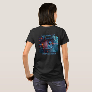 camiseta negra de mujer Quantum Eye tech parte tra