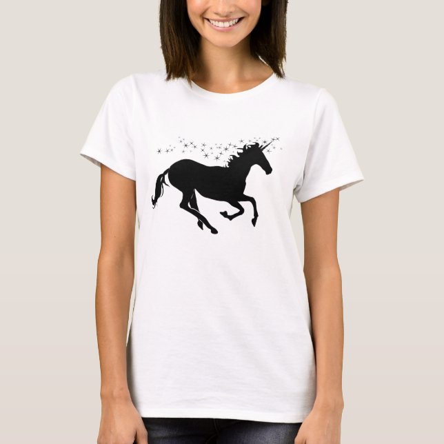 Camiseta negra de mujer Unicorn Magic (Anverso)