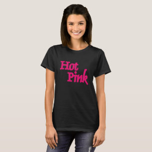 Camiseta negra de mujeres de color rosa caliente