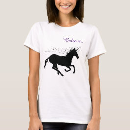 Camiseta negra de mujeres mágicas unicornio