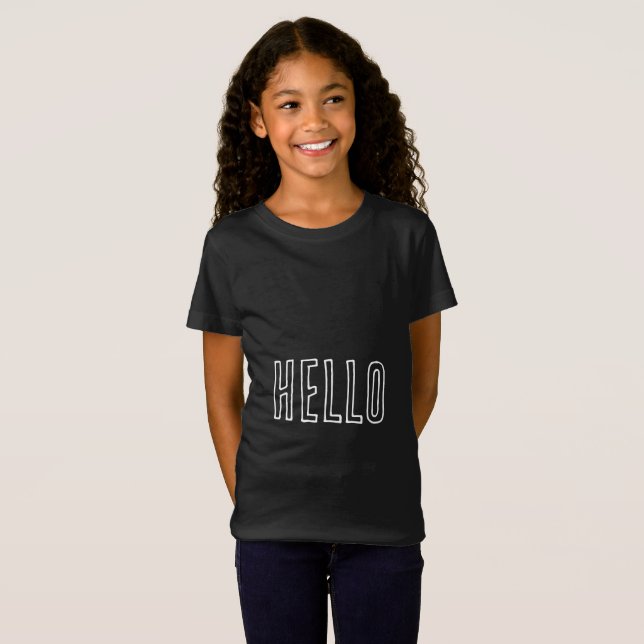 Camiseta negra de niña con HELLO/ GOODBYE (Anverso completo)