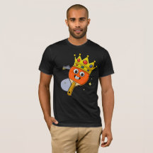 Camiseta negra de pala de tenis de mesa de dibujos
