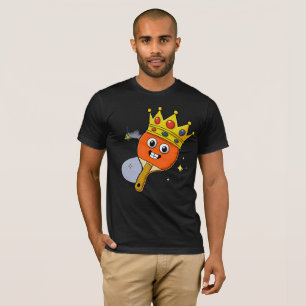 Camiseta negra de pala de tenis de mesa de dibujos